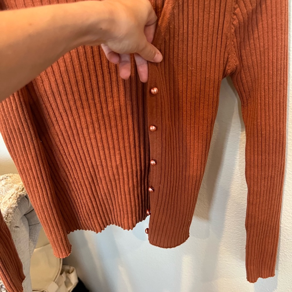 ROLLA'S Rust Ribbed Cardigan Sweater - Picture 3 of 4